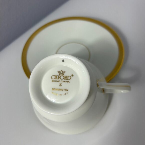 Oxford Bone China Gold Gilded Bennington Cup and Saucer Lenox ONE SET TWO PIECES - Picture 2 of 5